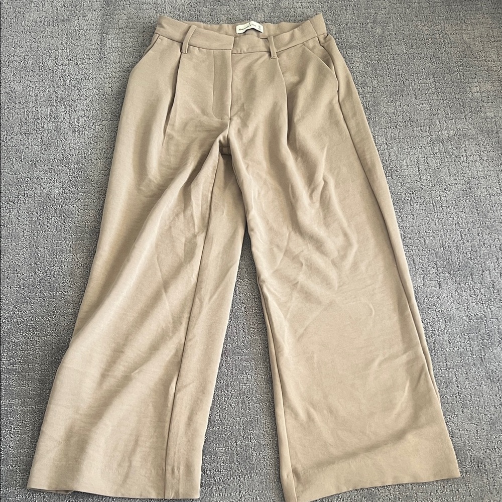 Abercrombie & Fitch Tan Wide Leg Trousers